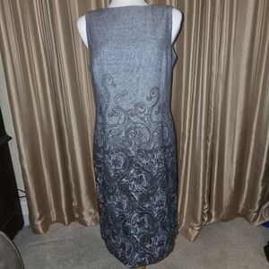 Talbot Sleeveless Woolblend Dress Grey with Paisley Size 12P